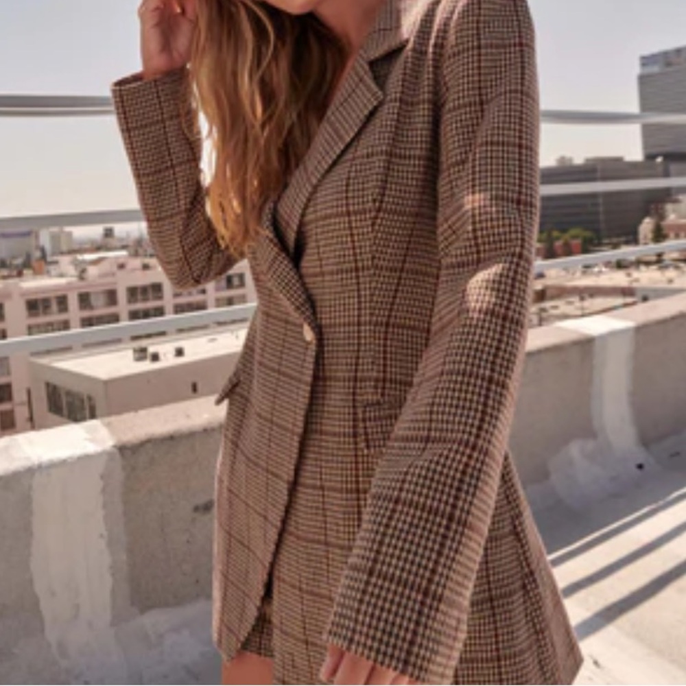 NWT Promesa Size S Self Made Houndstooth Plaid Double-Breasted Blazer Romper